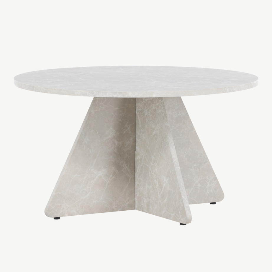 Beež marmoriimitatsiooniga ümmargune diivanilaud Bootcut (MDF, ø80 cm), 62057-102 – 6