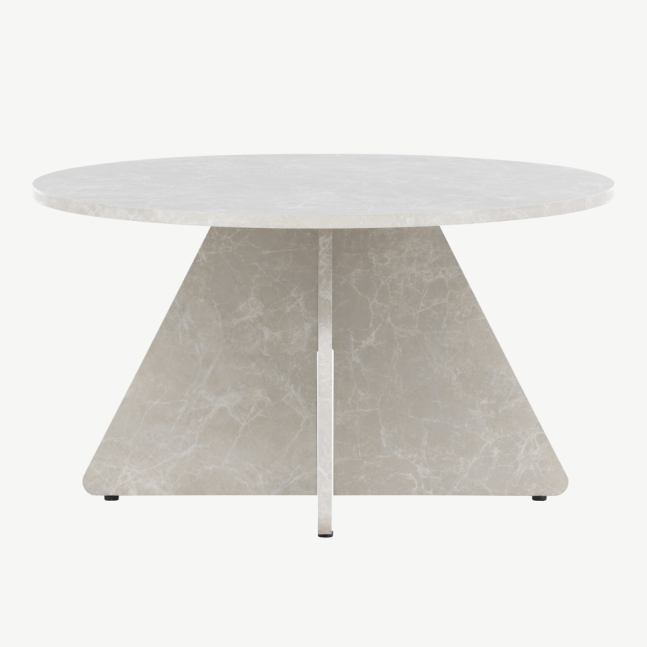 Beež marmoriimitatsiooniga ümmargune diivanilaud Bootcut (MDF, ø80 cm), 62057-102 – 7