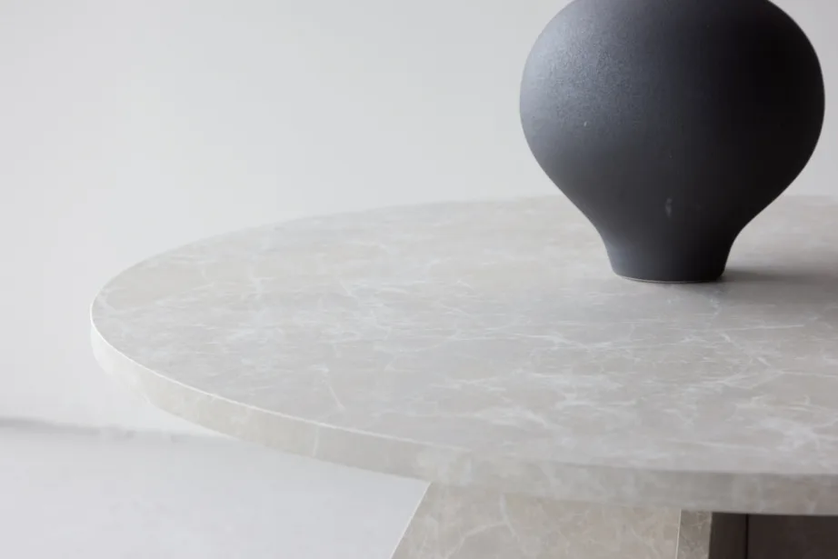 Beež marmoriimitatsiooniga ümmargune diivanilaud Bootcut (MDF, ø80 cm), 62057-102 – 9