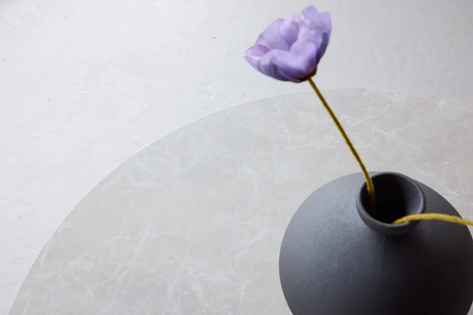 Beež marmoriimitatsiooniga ümmargune diivanilaud Bootcut (MDF, ø80 cm), 62057-102 – 11