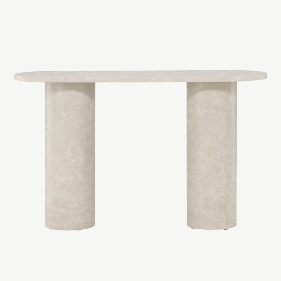 Beež marmormustriga MDF abilaud Narvik (130x40x80 cm), 62053-102 – 3