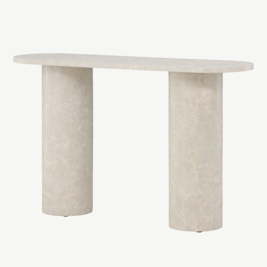 Beež marmormustriga MDF abilaud Narvik (130x40x80 cm), 62053-102 – 4