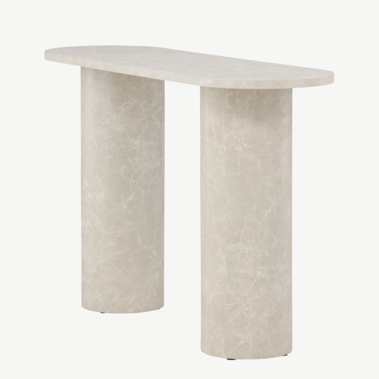 Beež marmormustriga MDF abilaud Narvik (130x40x80 cm) - 62053-102