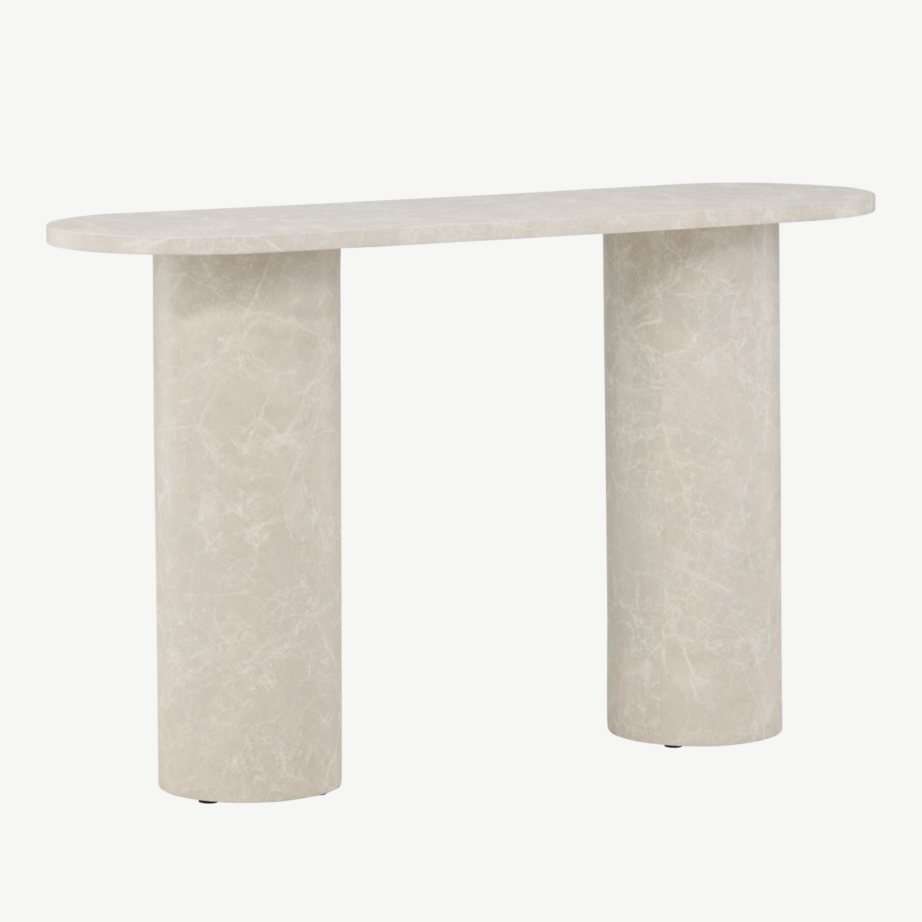 Beež marmormustriga MDF abilaud Narvik (130x40x80 cm), 62053-102 – 7