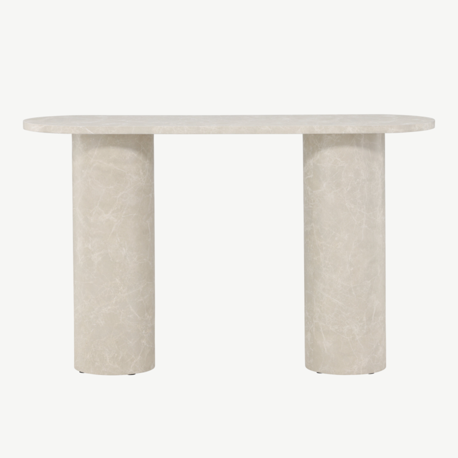 Beež marmormustriga MDF abilaud Narvik (130x40x80 cm), 62053-102 – 8