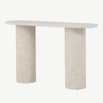Beež marmormustriga MDF abilaud Narvik (130x40x80 cm) - 62053-102