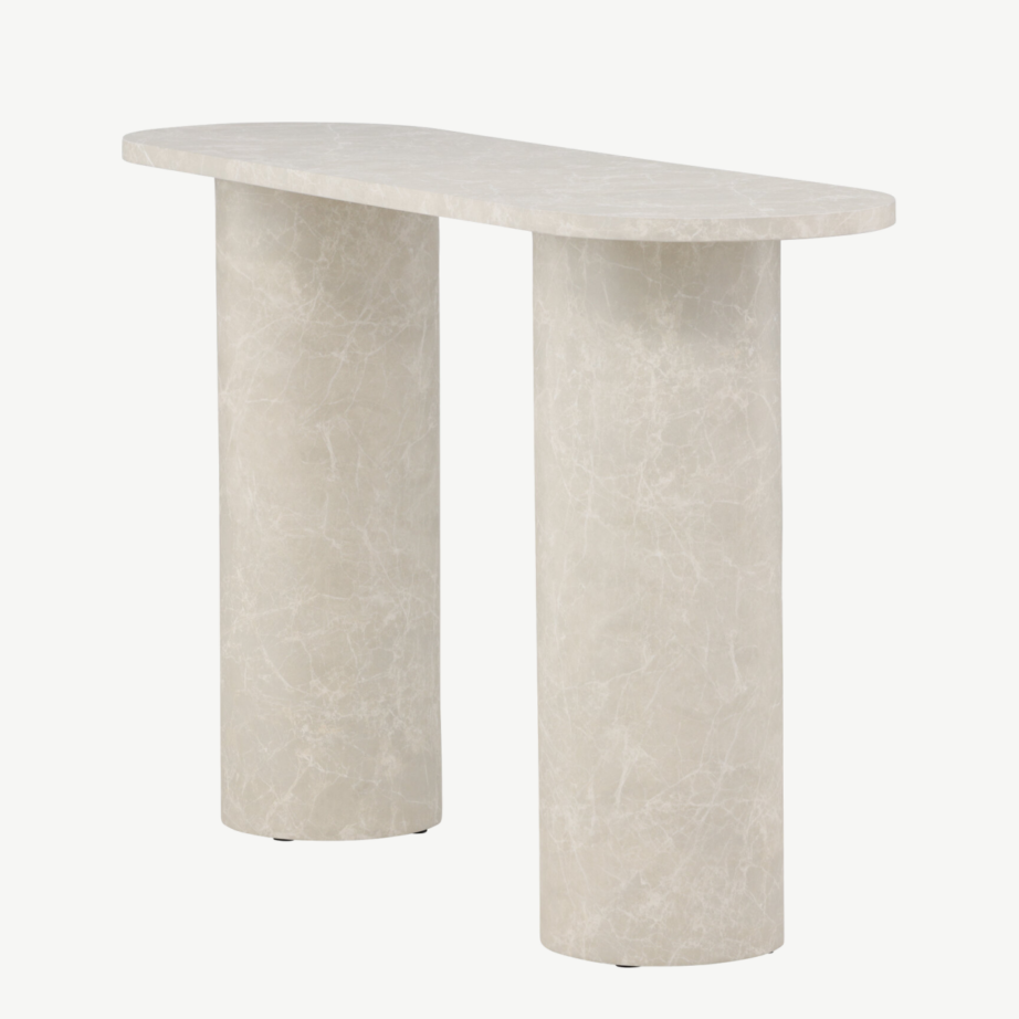 Beež marmormustriga MDF abilaud Narvik (130x40x80 cm), 62053-102 – 9