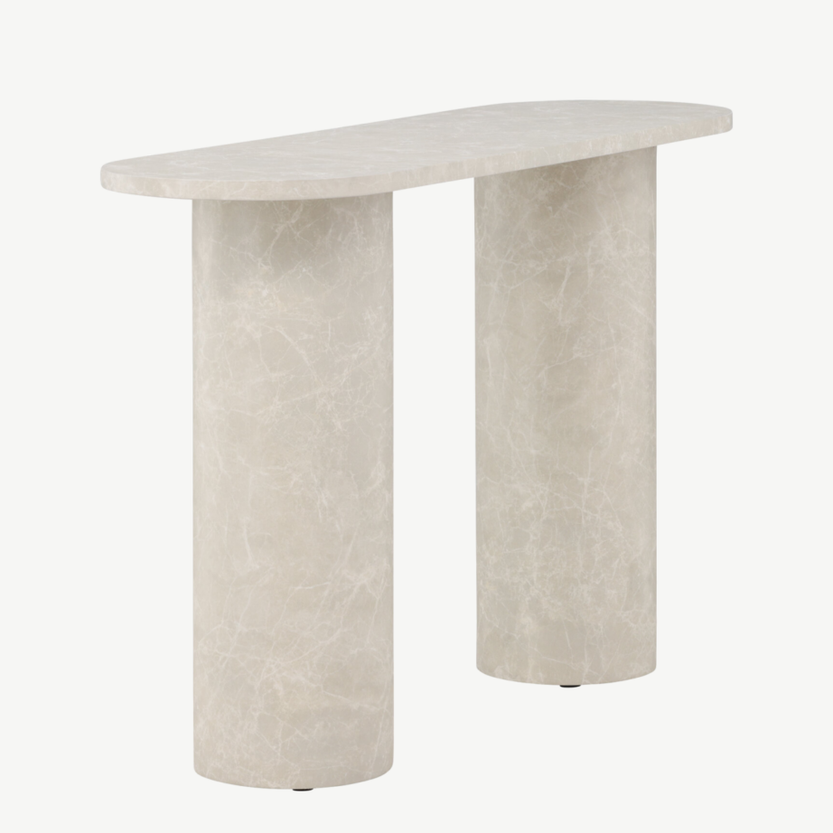 Beež marmormustriga MDF abilaud Narvik (130x40x80 cm), 62053-102 – 11