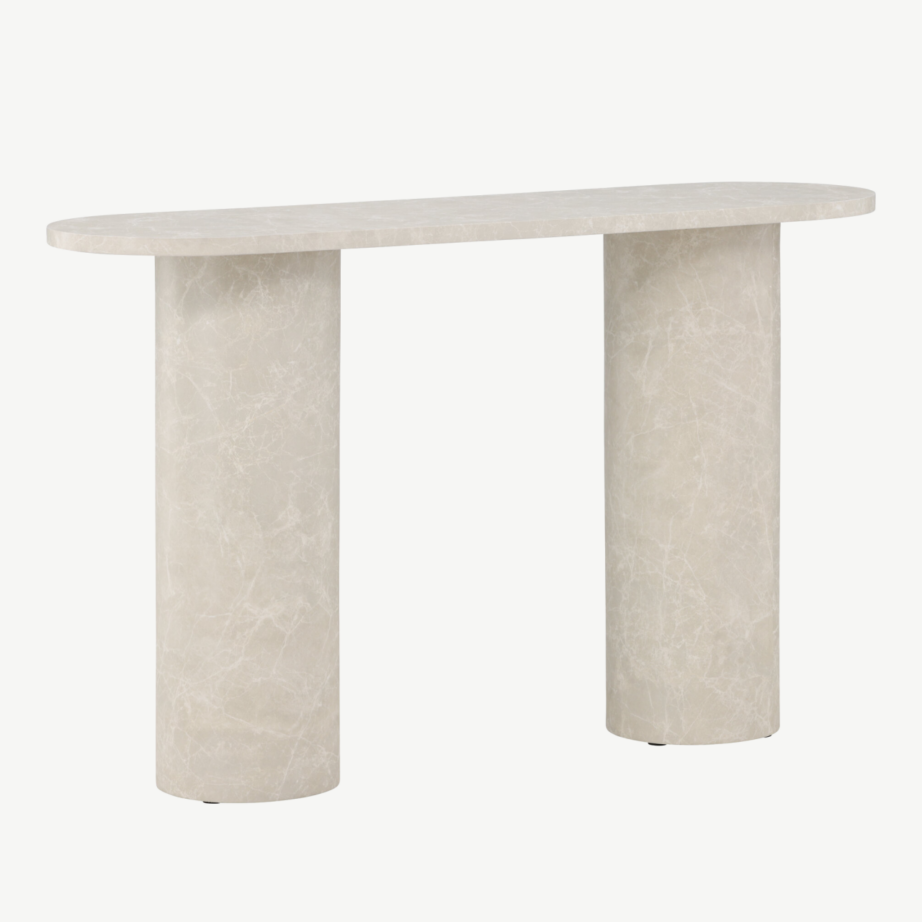 Beež marmormustriga MDF abilaud Narvik (130x40x80 cm), 62053-102 – 12