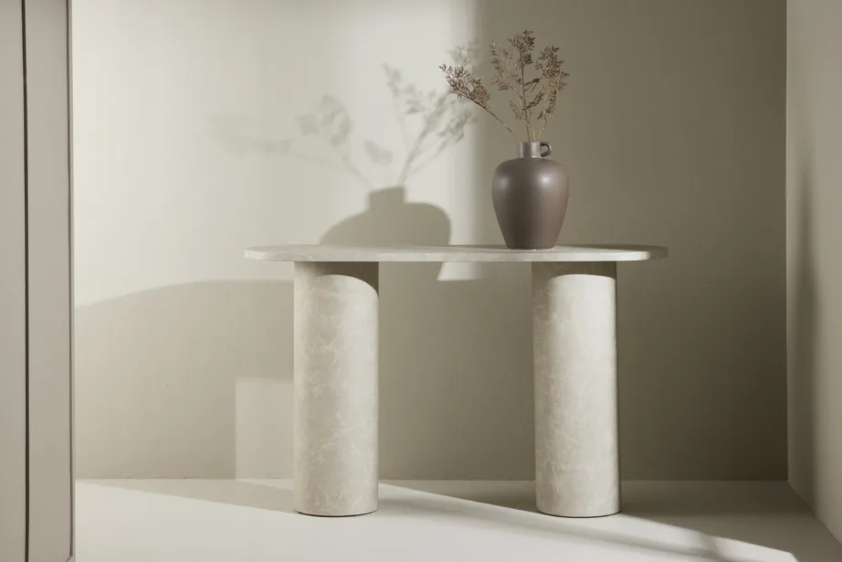 Beež marmormustriga MDF abilaud Narvik (130x40x80 cm), 62053-102 – 13