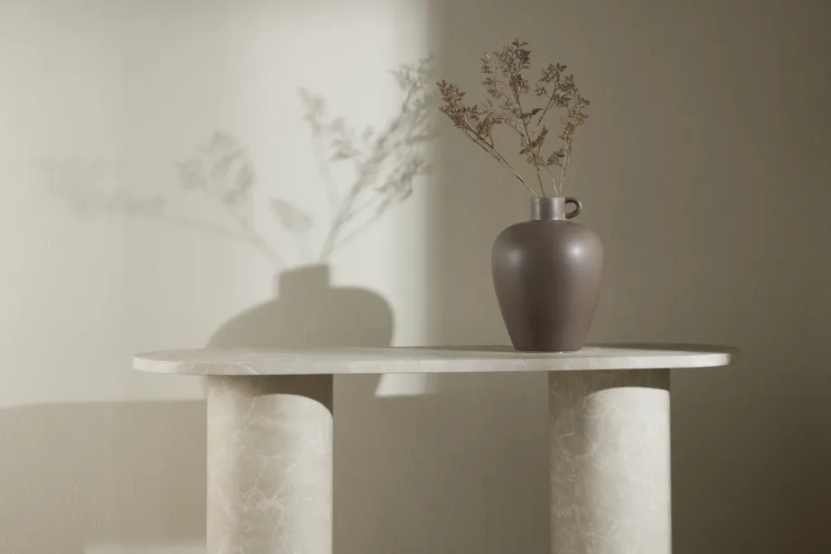 Beež marmormustriga MDF abilaud Narvik (130x40x80 cm), 62053-102 – 14