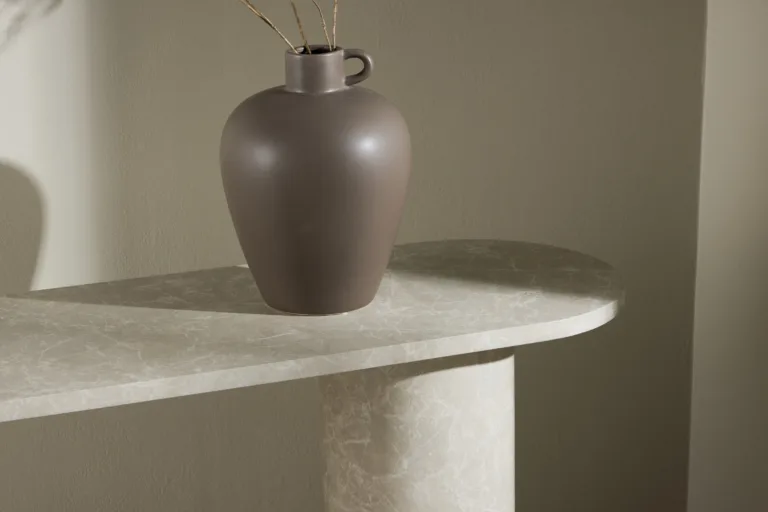 Beež marmormustriga MDF abilaud Narvik (130x40x80 cm) - 62053-102