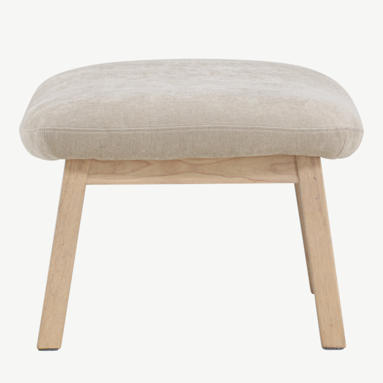 Beež ottoman Rile, valge peitsiga kummipuu jalad, 70x60x42 cm - 62029-120