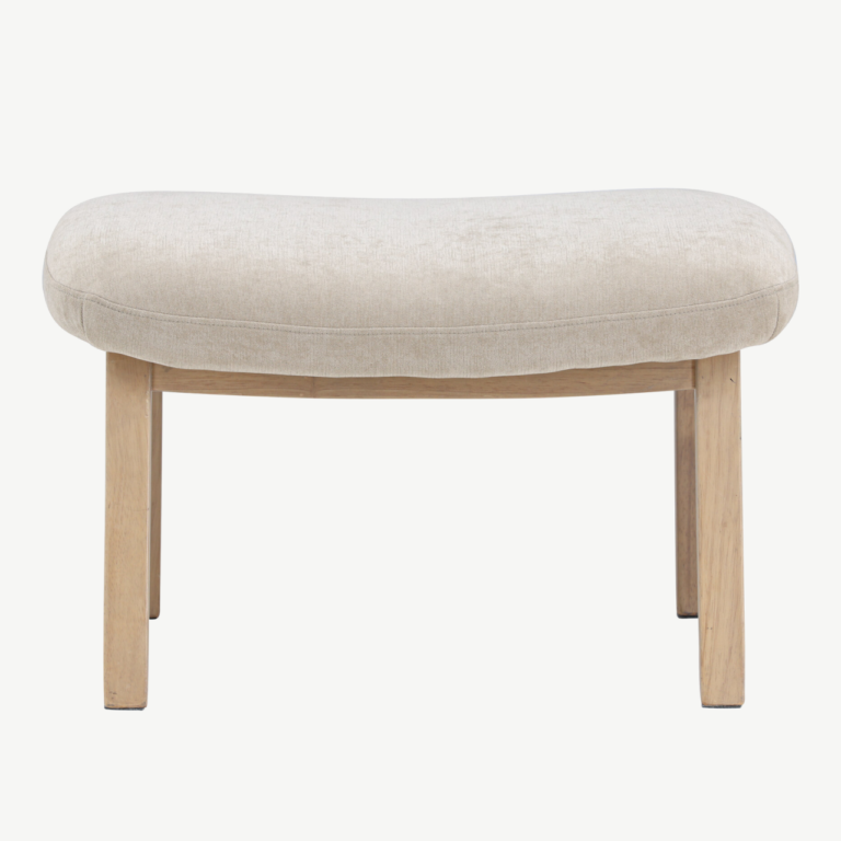 Beež ottoman Rile, valge peitsiga kummipuu jalad, 70x60x42 cm - 62029-120