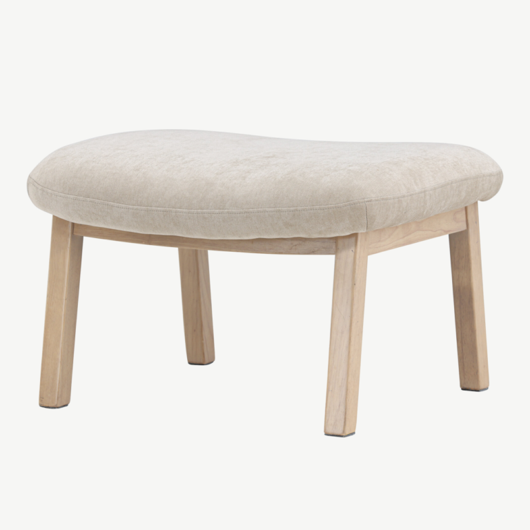 Beež ottoman Rile, valge peitsiga kummipuu jalad, 70x60x42 cm - 62029-120