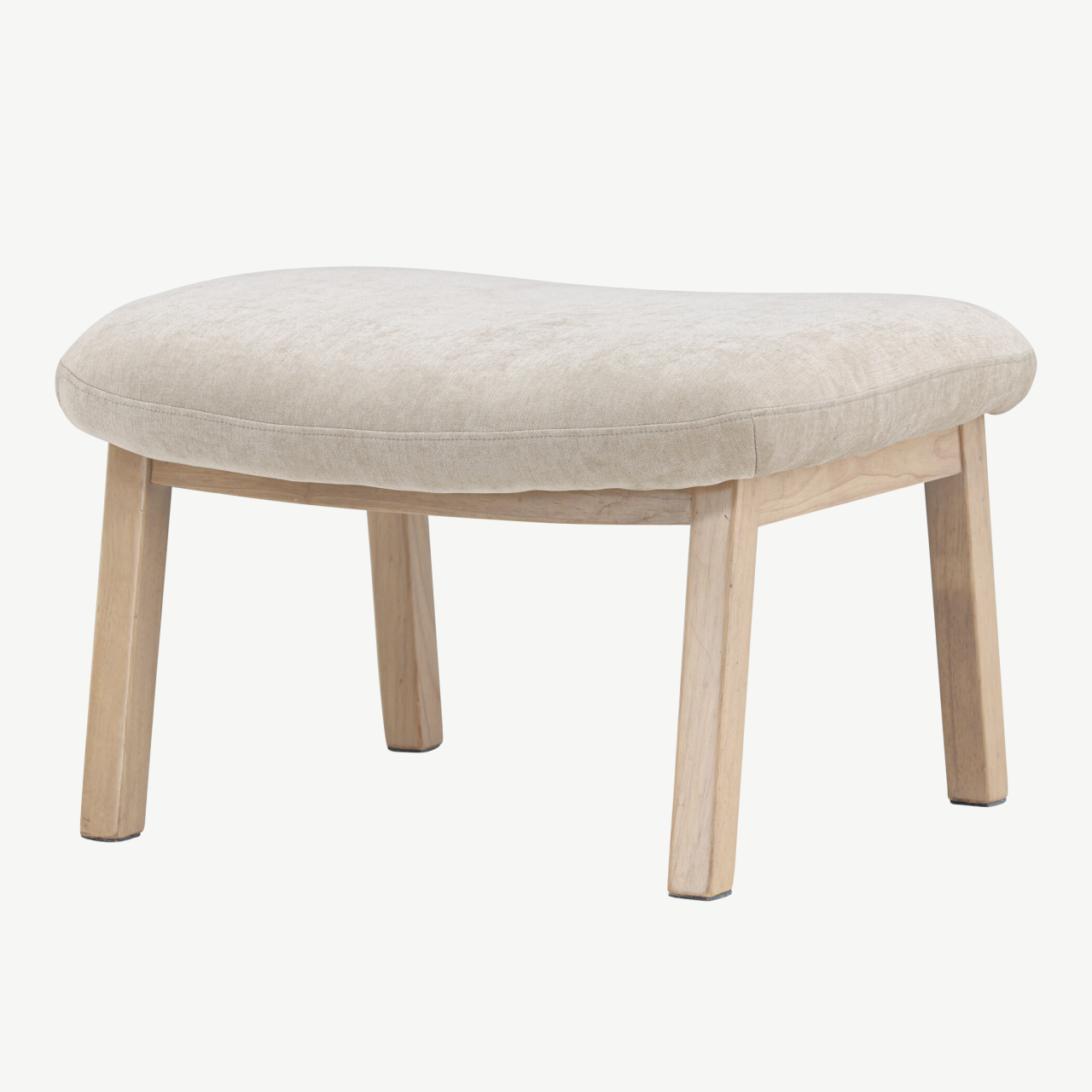 Beež ottoman Rile, valge peitsiga kummipuu jalad, 70x60x42 cm - 62029-120
