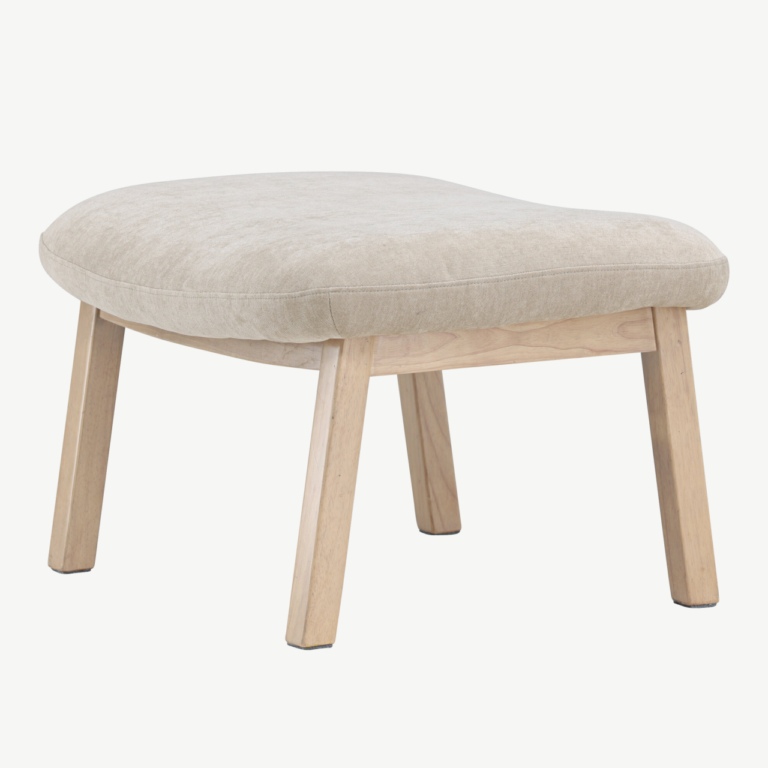 Beež ottoman Rile, valge peitsiga kummipuu jalad, 70x60x42 cm - 62029-120