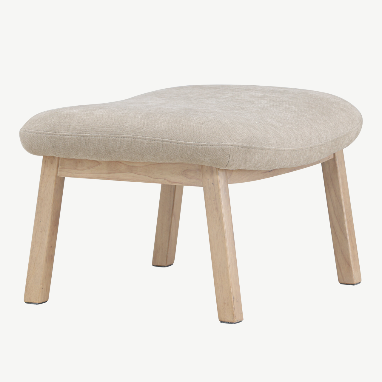 Beež ottoman Rile, valge peitsiga kummipuu jalad, 70x60x42 cm - 62029-120