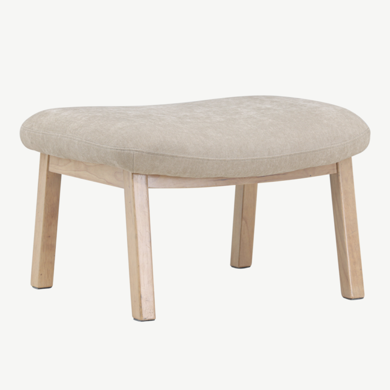 Beež ottoman Rile, valge peitsiga kummipuu jalad, 70x60x42 cm - 62029-120