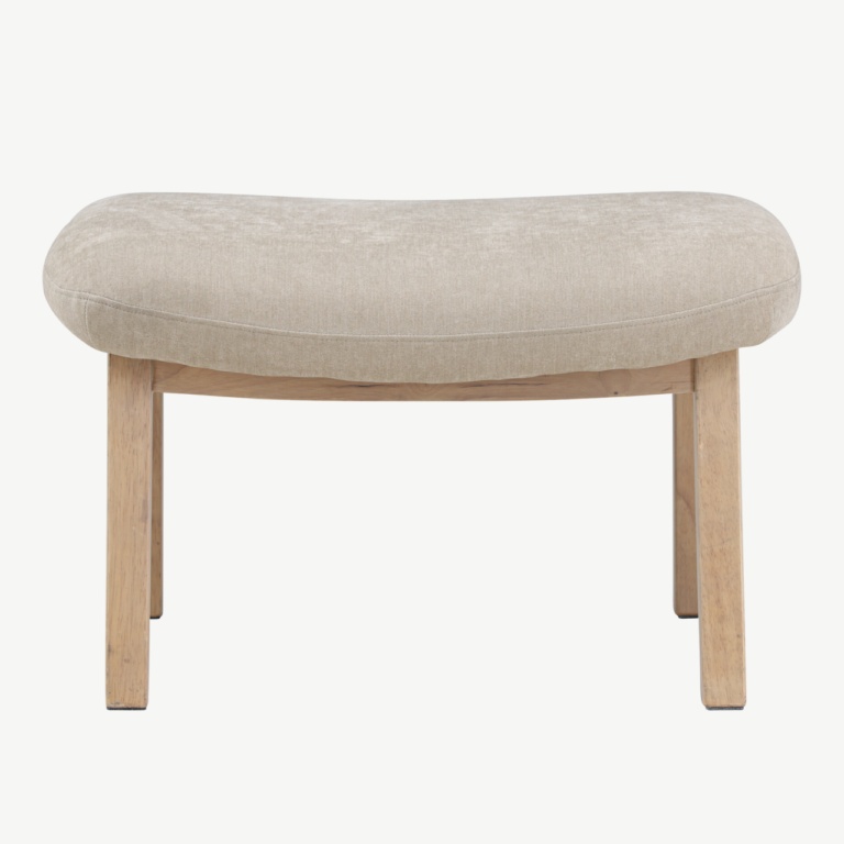 Beež ottoman Rile, valge peitsiga kummipuu jalad, 70x60x42 cm - 62029-120