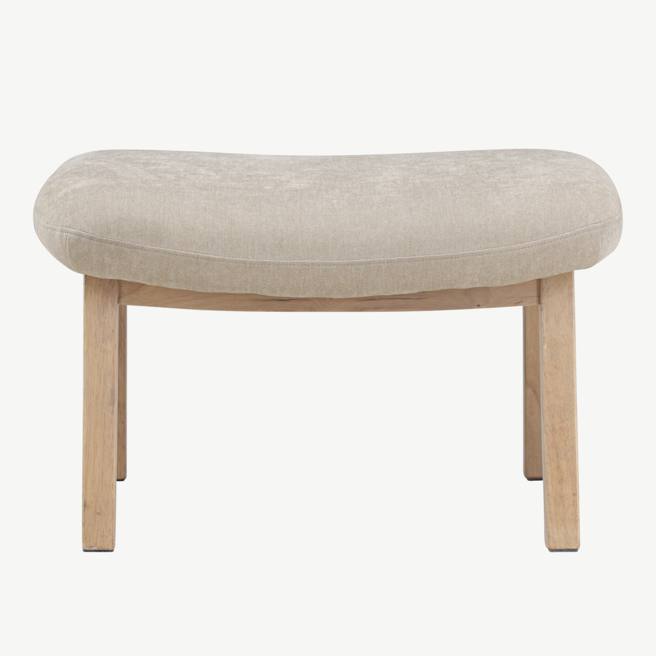 Beež ottoman Rile, valge peitsiga kummipuu jalad, 70x60x42 cm - 62029-120