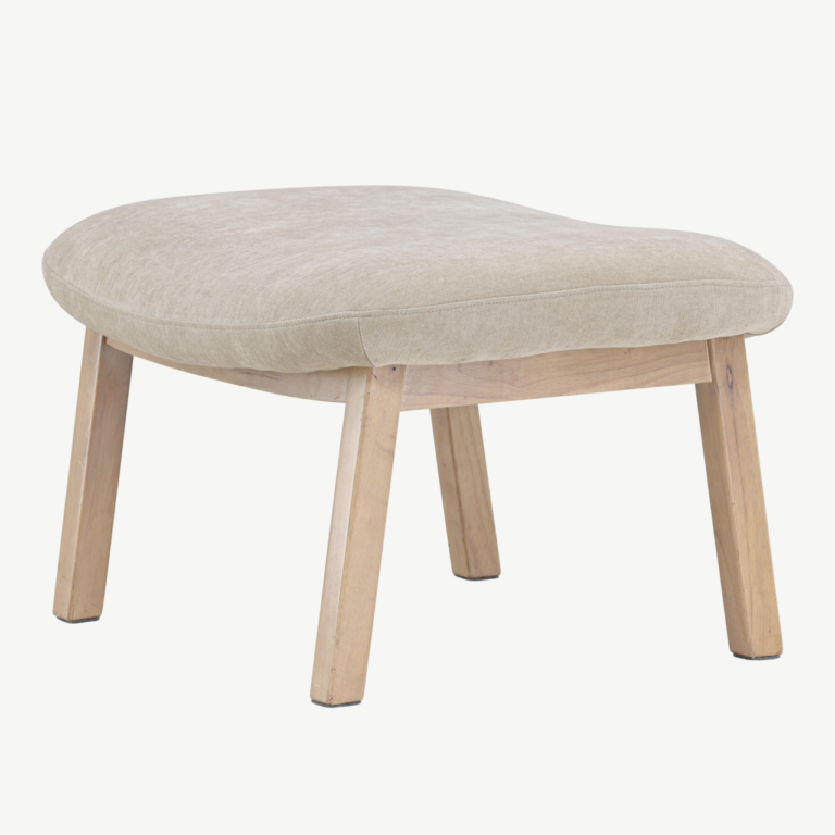 Beež ottoman Rile, valge peitsiga kummipuu jalad, 70x60x42 cm - 62029-120