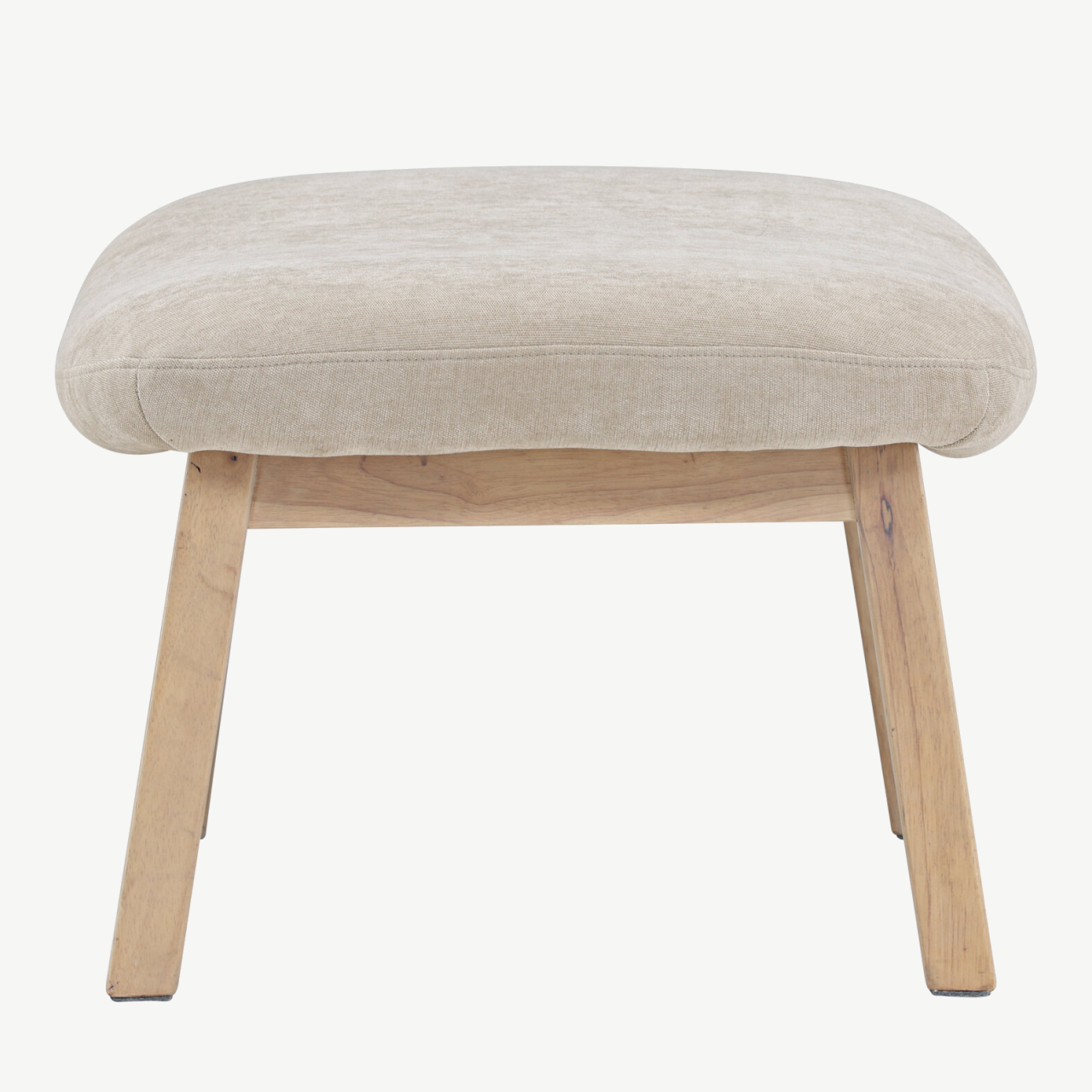 Beež ottoman Rile, valge peitsiga kummipuu jalad, 70x60x42 cm - 62029-120