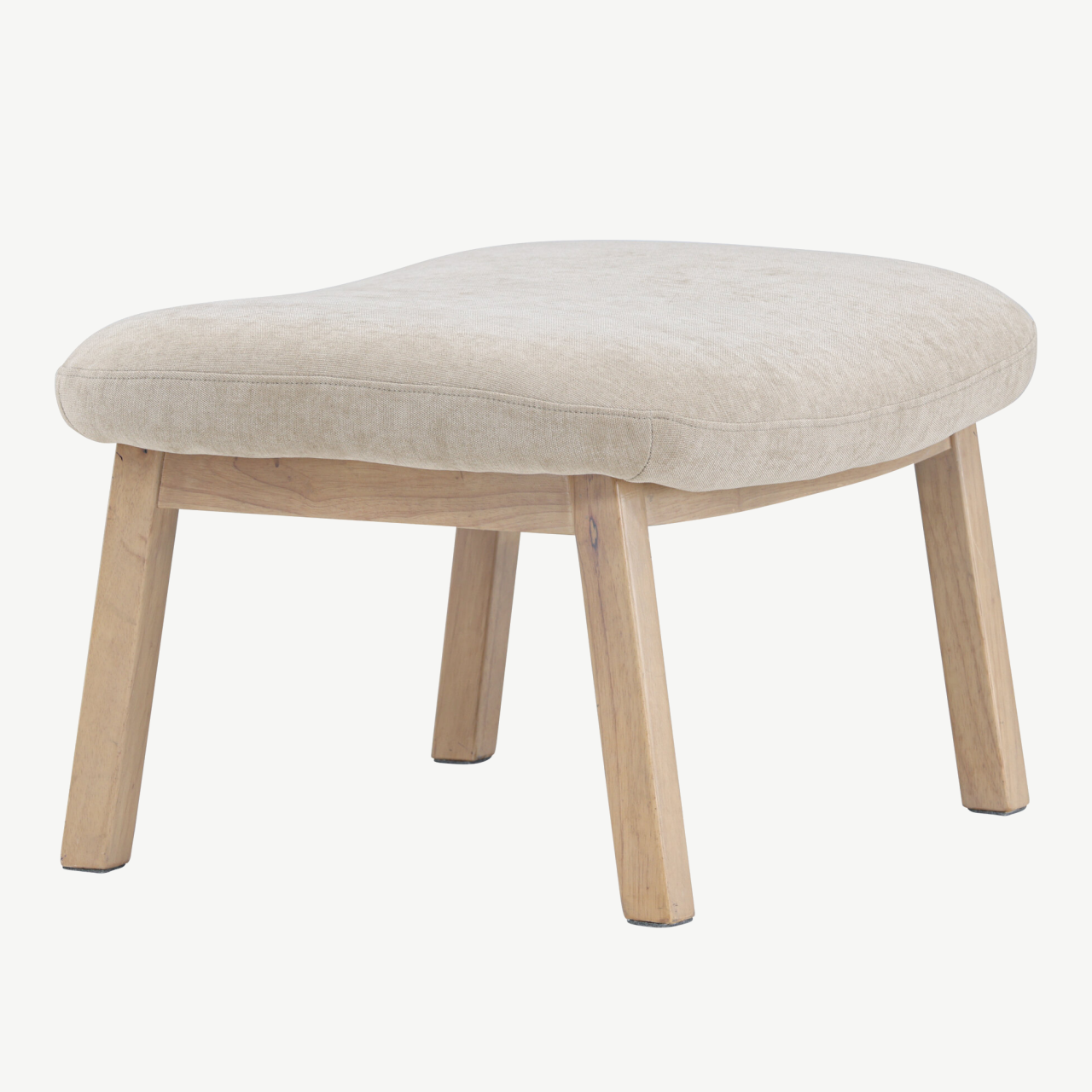 Beež ottoman Rile, valge peitsiga kummipuu jalad, 70x60x42 cm - 62029-120