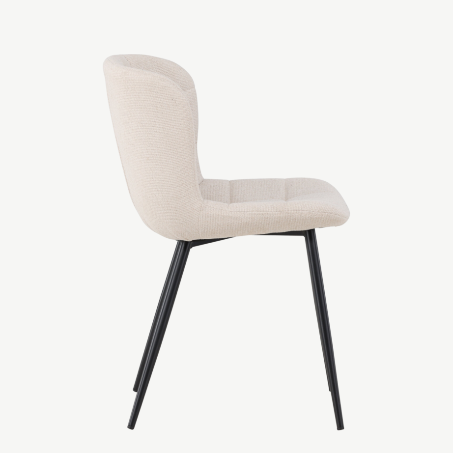 Beež polsterdatud söögitool Lily mustade metalljalgadega, 62034-112 – 2