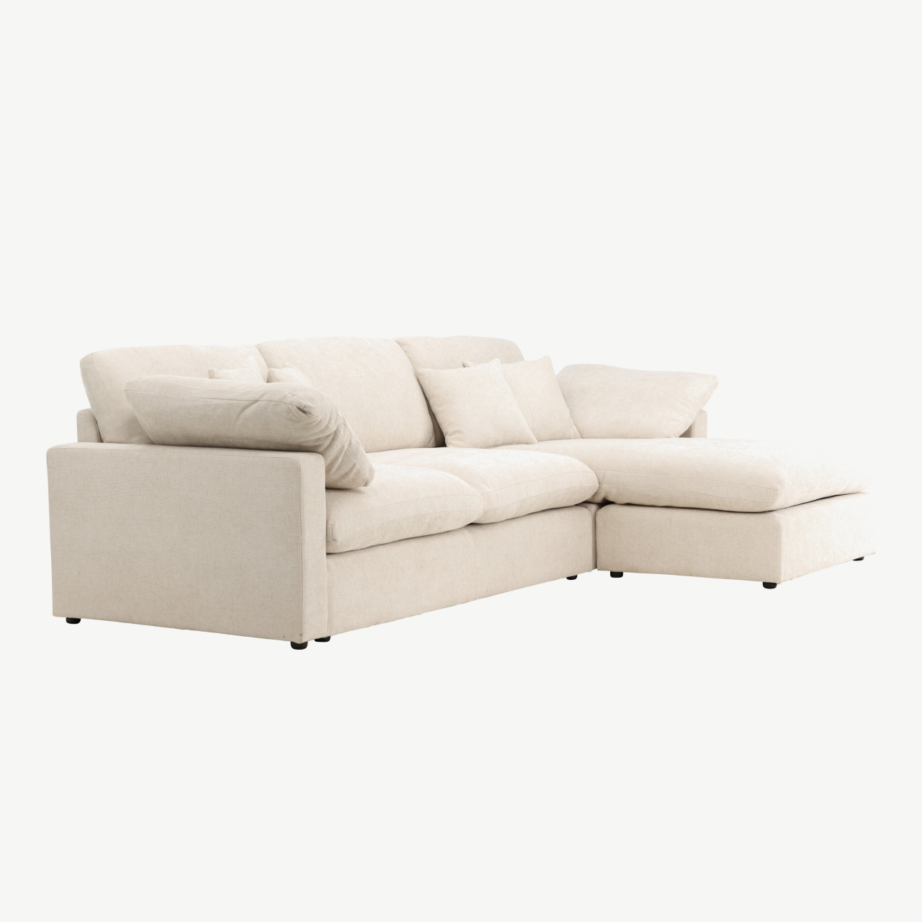 Beež polüesterkangaga nurgadiivan Amalfi (põhjamaine disain, lai istumispind), 61995-102 – 3