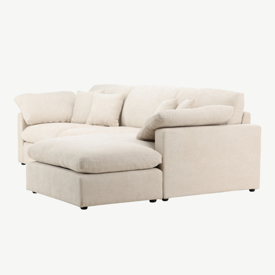 Beež polüesterkangaga nurgadiivan Amalfi (põhjamaine disain, lai istumispind), 61995-102 – 6