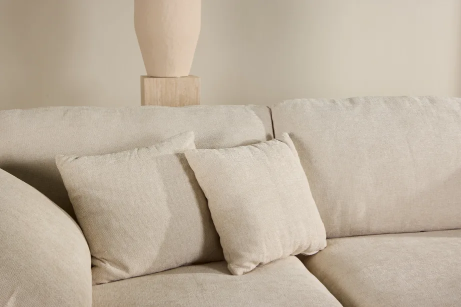 Beež polüesterkangaga nurgadiivan Amalfi (põhjamaine disain, lai istumispind), 61995-102 – 11