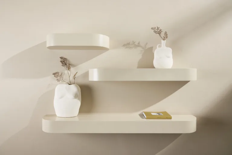 Beež poolkaarjas MDF seinariiul Glow, 3-osaline komplekt - 30088-102