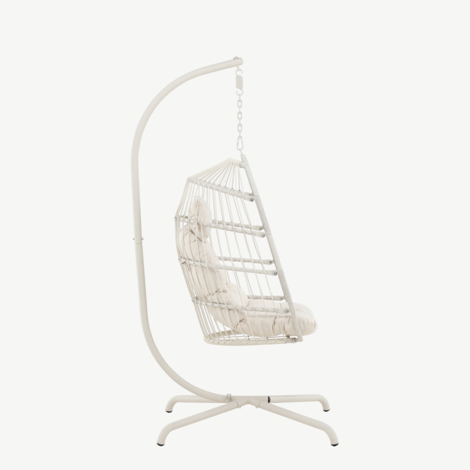 Beež rippkiik Trezza pehme polüestrist padjaga (terasraam, õuekasutuseks), 9799-222 – 2