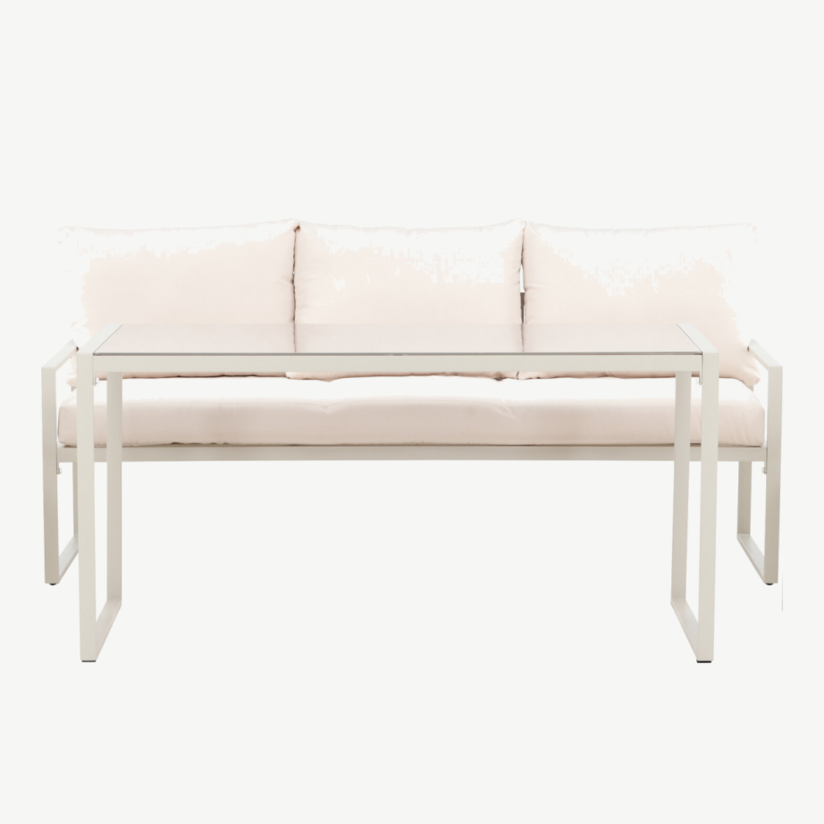 Beež terasraamiga aiakomplekt Catania (diivan, 2 tugitooli, klaaslaud), 9784-222 – 5