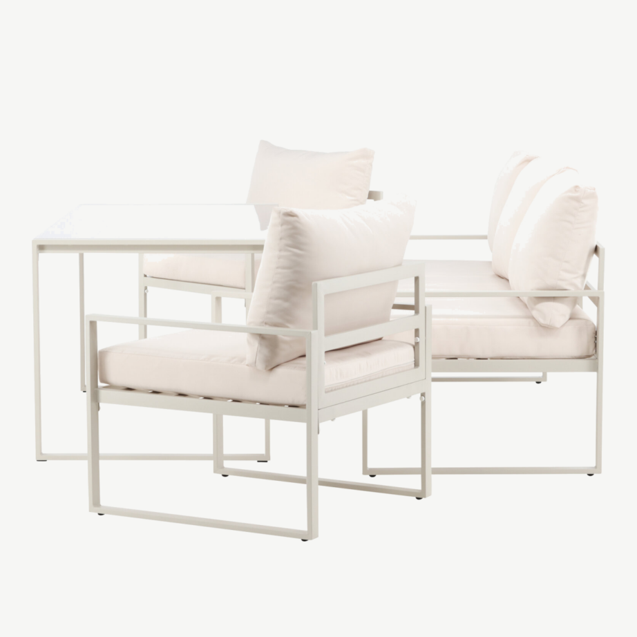 Beež terasraamiga aiakomplekt Catania (diivan, 2 tugitooli, klaaslaud), 9784-222 – 7