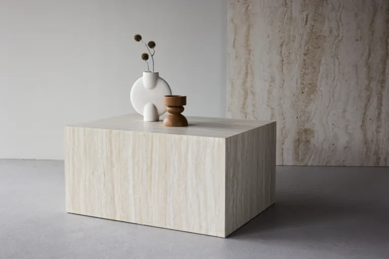 Beež travertiini mustriga diivanilaud York (MDF, 80x60 cm) - 62056-112