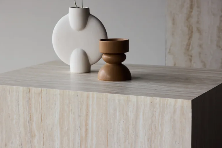 Beež travertiini mustriga diivanilaud York (MDF, 80x60 cm) - 62056-112