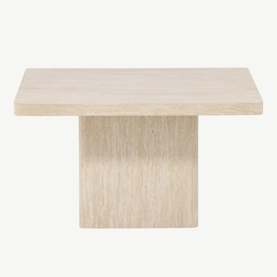 Beež travertiinimustriline MDF diivanilaud Qvart, 80×80 cm, 62060-999 – 2