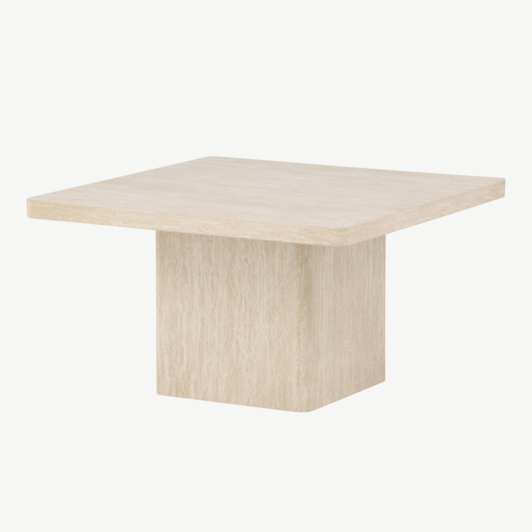 Beež travertiinimustriline MDF diivanilaud Qvart, 80x80 cm - 62060-999