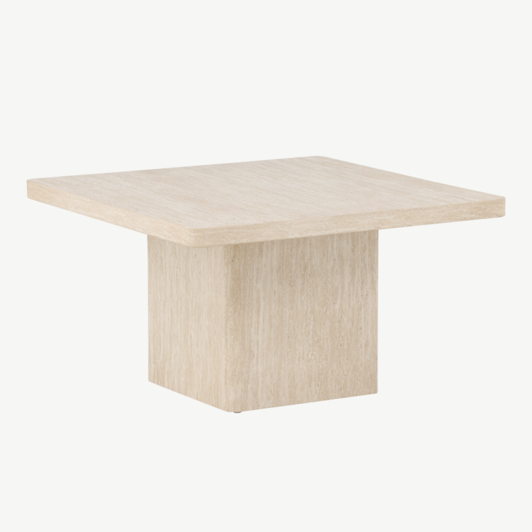 Beež travertiinimustriline MDF diivanilaud Qvart, 80x80 cm - 62060-999