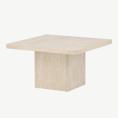 Beež travertiinimustriline MDF diivanilaud Qvart, 80x80 cm - 62060-999