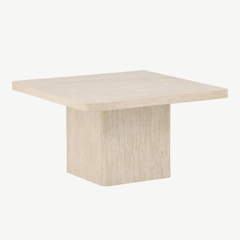 Beež travertiinimustriline MDF diivanilaud Qvart, 80x80 cm - 62060-999