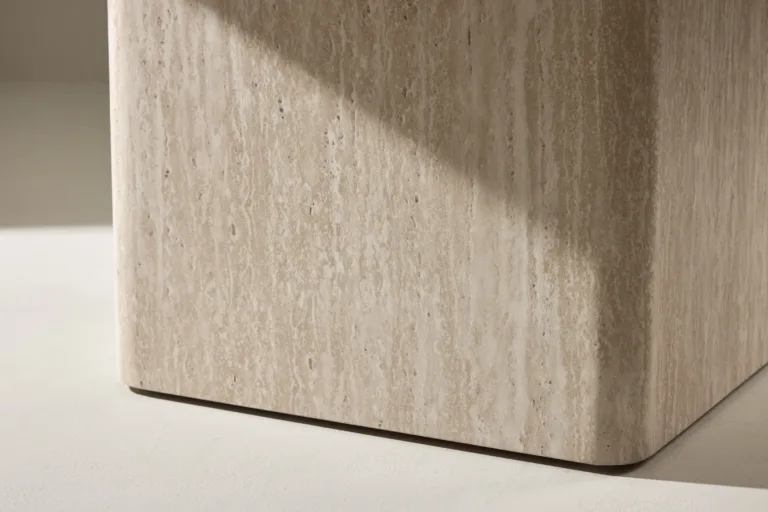 Beež travertiinimustriline MDF diivanilaud Qvart, 80x80 cm - 62060-999