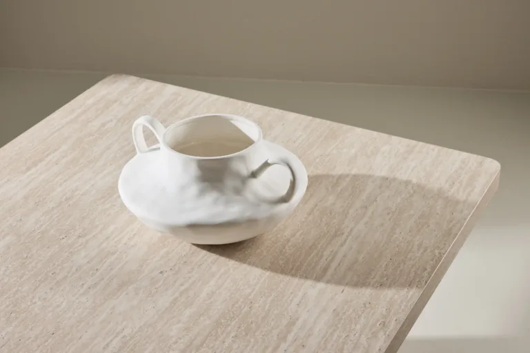 Beež travertiinimustriline MDF diivanilaud Qvart, 80x80 cm - 62060-999