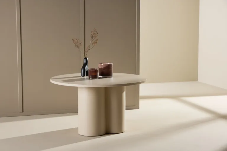 Beež ümmargune MDF diivanilaud Olivia kollektsioonist, ø80 cm - 62051-112