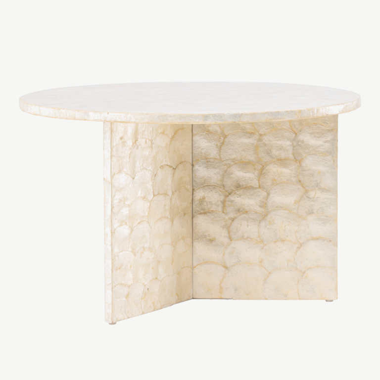 Beež ümmargune diivanilaud Smögen (capizi kest, ø70 cm) - 61815-111