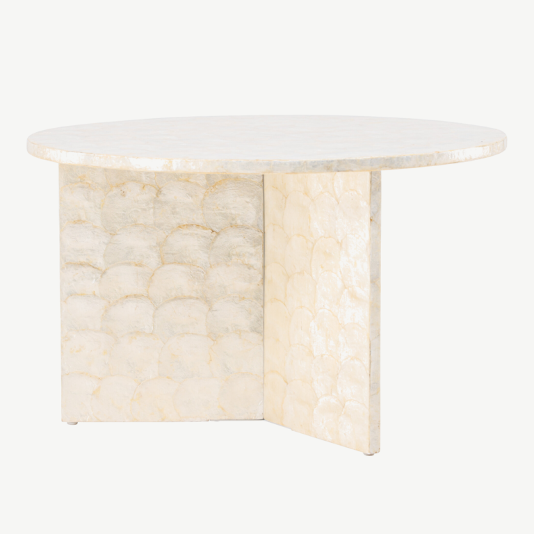 Beež ümmargune diivanilaud Smögen (capizi kest, ø70 cm) - 61815-111