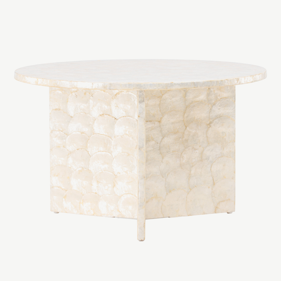 Beež ümmargune diivanilaud Smögen (capizi kest, ø70 cm), 61815-111 – 5