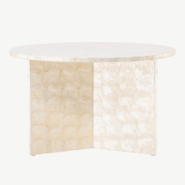 Beež ümmargune diivanilaud Smögen (capizi kest, ø70 cm) - 61815-111